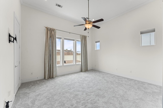 9635 Riddlewood Ln, Houston, TX 77025 - carpeted empty room with crown molding and ceiling fan