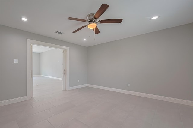 4414 Lemac Dr, Houston, TX 77096 - unfurnished room with ceiling fan, recessed lighting, and light tile patterned floors