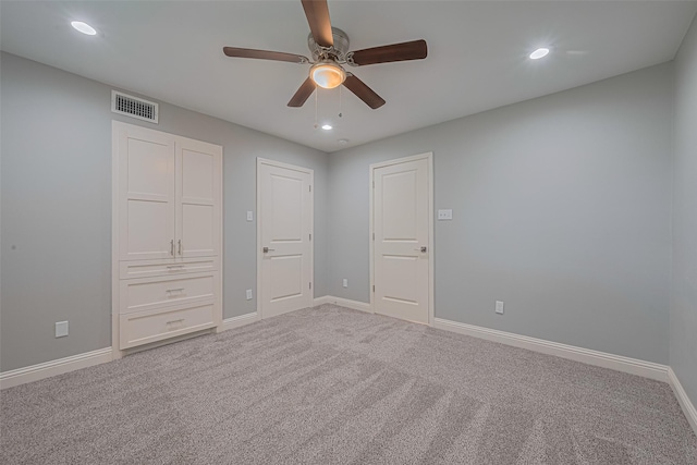 4414 Lemac Dr, Houston, TX 77096 - unfurnished bedroom with carpet flooring, recessed lighting, and a ceiling fan