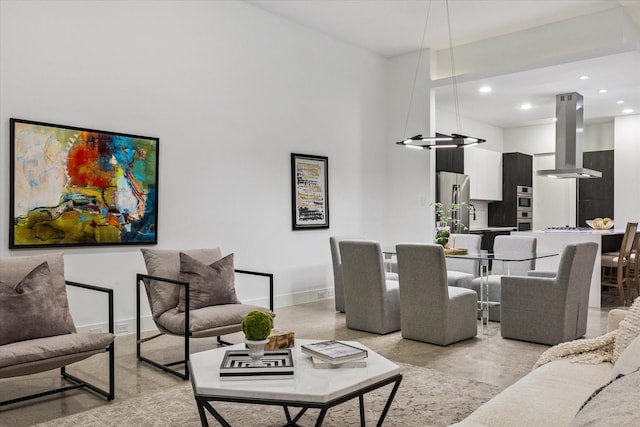 2014 Colquitt, Houston, TX 77098 - living room with recessed lighting and finished concrete flooring