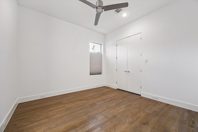 2014 Colquitt, Houston, TX 77098 - unfurnished bedroom with wood finished floors, a ceiling fan, and recessed lighting