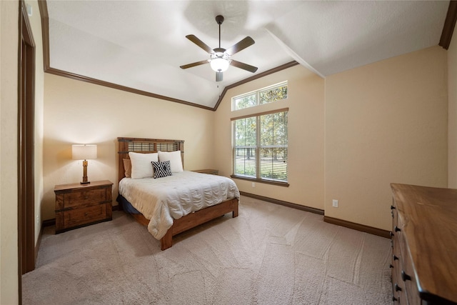 11399 Fm-3126, Livingston, TX 77351 - bedroom featuring carpet, lofted ceiling, a ceiling fan, and crown molding