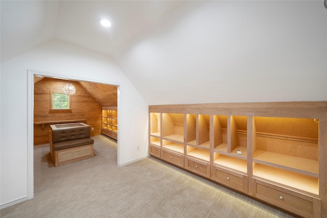 11399 Fm-3126, Livingston, TX 77351 - unfurnished bedroom with vaulted ceiling, carpet flooring, and wooden walls
