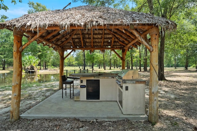11399 Fm-3126, Livingston, TX 77351 - surrounding community with a gazebo, an outdoor kitchen, view of wooded area, and a patio