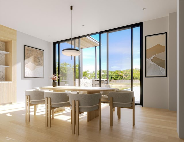 5006 Heatherglen Dr, Houston, TX 77096 - dining room featuring a wall of windows and light wood-style flooring