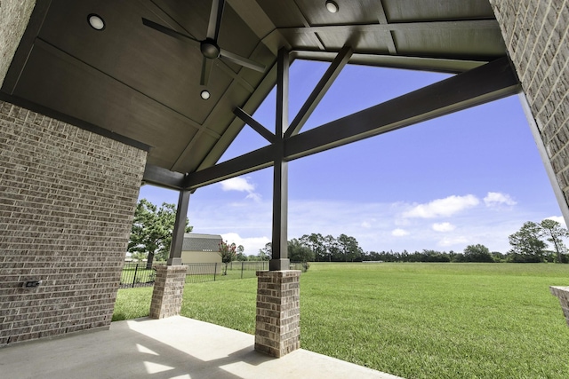 15408 Sandtrap Dr, Waller, TX 77484 - view of patio / terrace with a rural view and a ceiling fan