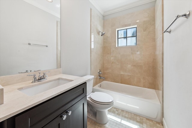 521 W Bell St, Houston, TX 77019 - full bathroom with ornamental molding, vanity, and shower / washtub combination