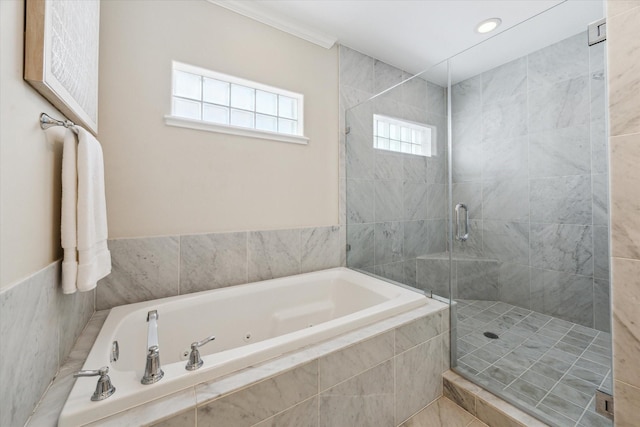 521 W Bell St, Houston, TX 77019 - full bath featuring a jetted tub and a shower stall