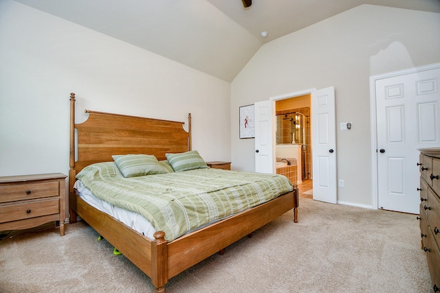 29011 Oldfield Ct, Katy, TX 77494 - carpeted bedroom with vaulted ceiling and connected bathroom