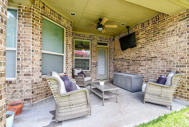 29011 Oldfield Ct, Katy, TX 77494 - view of patio / terrace with a ceiling fan and outdoor lounge area