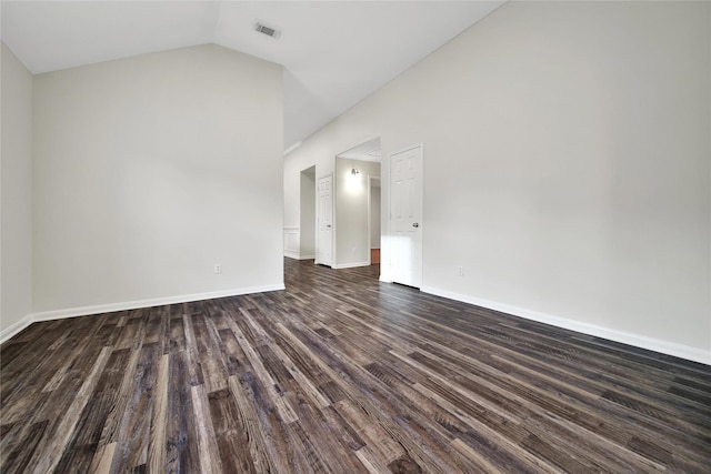 11703 Elizabeth Ct, Pinehurst, TX 77362 - unfurnished room with dark wood-style floors and lofted ceiling