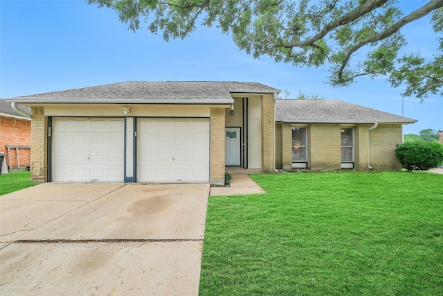 19702 Franz Rd, Houston, TX 77084 - view of front of home with a front lawn, brick siding, concrete driveway, roof with shingles, and a garage
