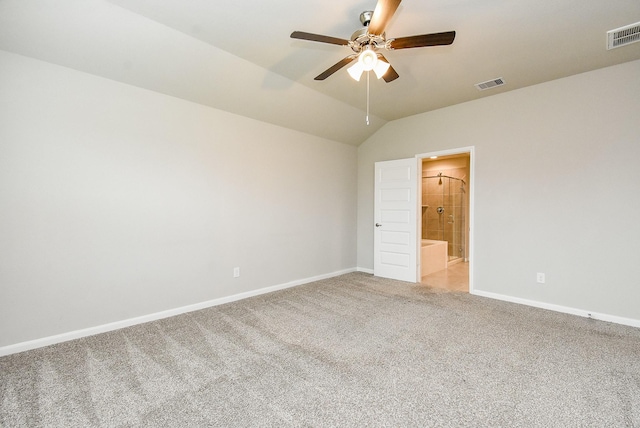 5602 Cedar Crescent Ct, Richmond, TX 77407 - spare room with ceiling fan, light colored carpet, and vaulted ceiling