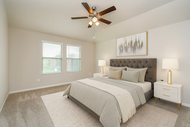 5602 Cedar Crescent Ct, Richmond, TX 77407 - bedroom with light colored carpet, ceiling fan, and vaulted ceiling
