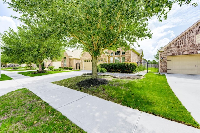 4927 Caponi Falls Ln, Katy, TX 77494 - view of front of house with concrete driveway, brick siding, a garage, and a gate