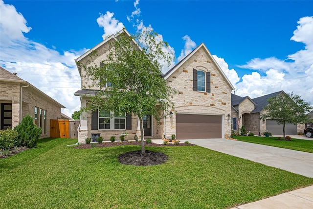 21031 Secretariat Meadow Ln, Tomball, TX 77377 - view of front of property with a garage, concrete driveway, and stone siding