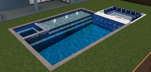 827 Bunker Hill Rd, Houston, TX 77024 - view of swimming pool featuring an in-ground hot tub and a yard