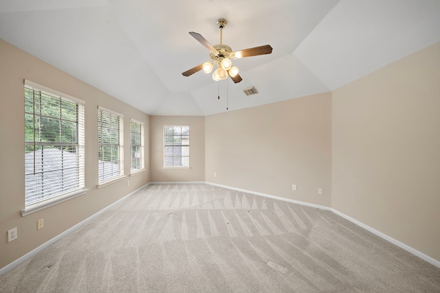 5411 Davids Bend Dr, Sugar Land, TX 77479 - empty room with lofted ceiling, light colored carpet, and a ceiling fan