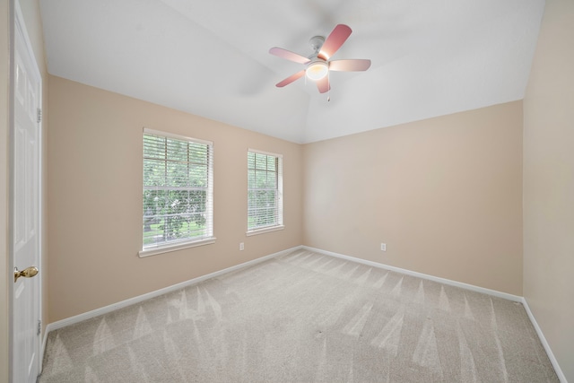 5411 Davids Bend Dr, Sugar Land, TX 77479 - carpeted empty room with a ceiling fan and vaulted ceiling