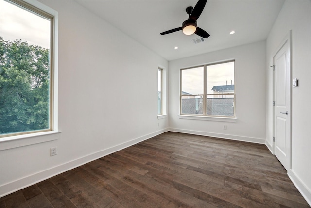 1609 Roy St, Houston, TX 77007 - unfurnished bedroom featuring dark wood finished floors, recessed lighting, and a ceiling fan