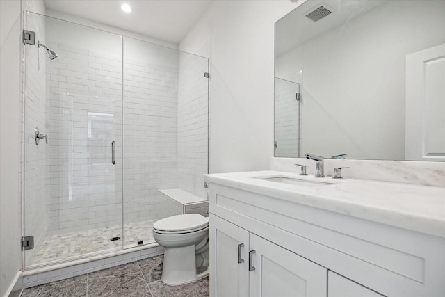1609 Roy St, Houston, TX 77007 - bathroom featuring vanity, a stall shower, and recessed lighting