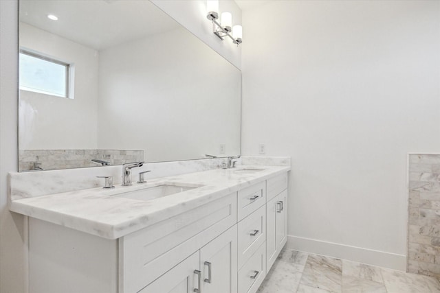 1609 Roy St, Houston, TX 77007 - full bathroom with marble look tiles and double vanity