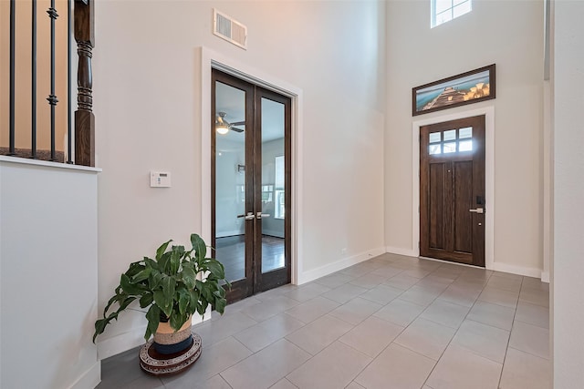 18806 Dove Creek Springs Trl, Cypress, TX 77433 - tiled foyer with french doors and a high ceiling