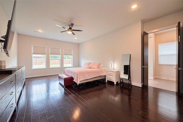 18806 Dove Creek Springs Trl, Cypress, TX 77433 - bedroom with dark wood-type flooring and ceiling fan