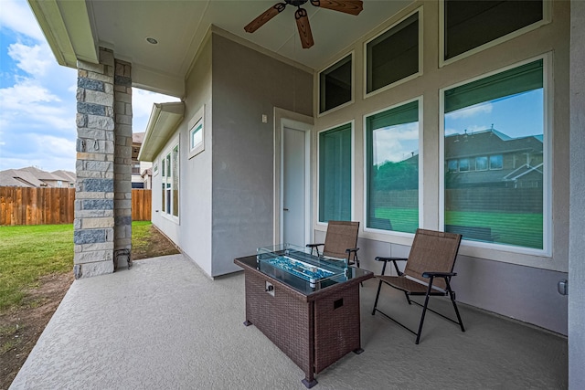 18806 Dove Creek Springs Trl, Cypress, TX 77433 - view of patio / terrace featuring ceiling fan