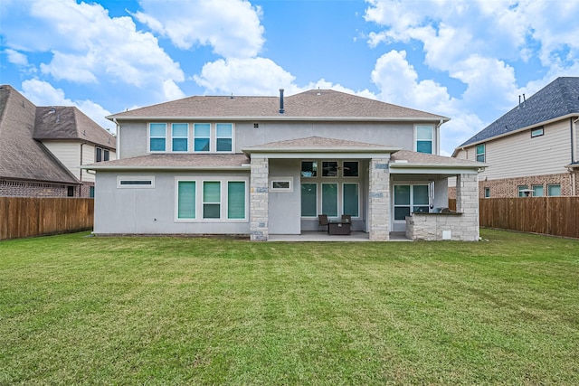 18806 Dove Creek Springs Trl, Cypress, TX 77433 - back of property featuring a patio, a fenced backyard, and stucco siding