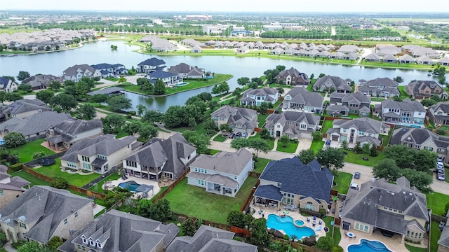 18806 Dove Creek Springs Trl, Cypress, TX 77433 - aerial perspective of suburban area with a large body of water and a pool