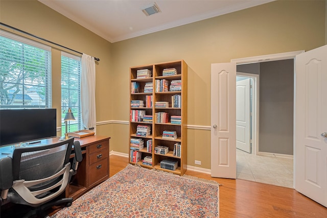 8812 Snowy Owl Loop, Missouri City, TX 77459 - office space featuring light wood finished floors and ornamental molding