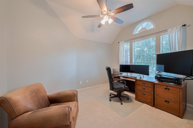 8812 Snowy Owl Loop, Missouri City, TX 77459 - carpeted office space with vaulted ceiling and a ceiling fan