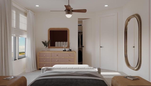 2428 Ella Blvd, Houston, TX 77008 - carpeted bedroom with multiple windows, recessed lighting, and a ceiling fan