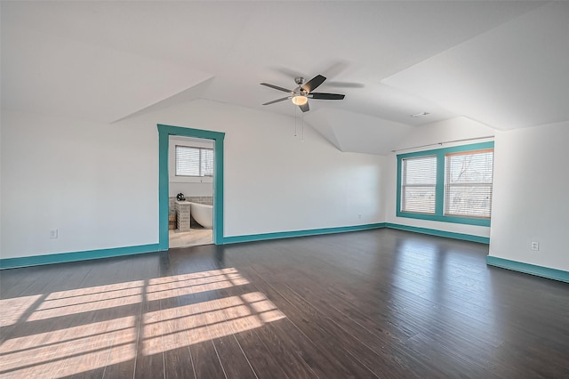 206 S Idaho St, La Porte, TX 77571 - bonus room featuring vaulted ceiling, a ceiling fan, and wood finished floors
