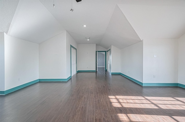 206 S Idaho St, La Porte, TX 77571 - additional living space featuring vaulted ceiling, wood finished floors, and a ceiling fan