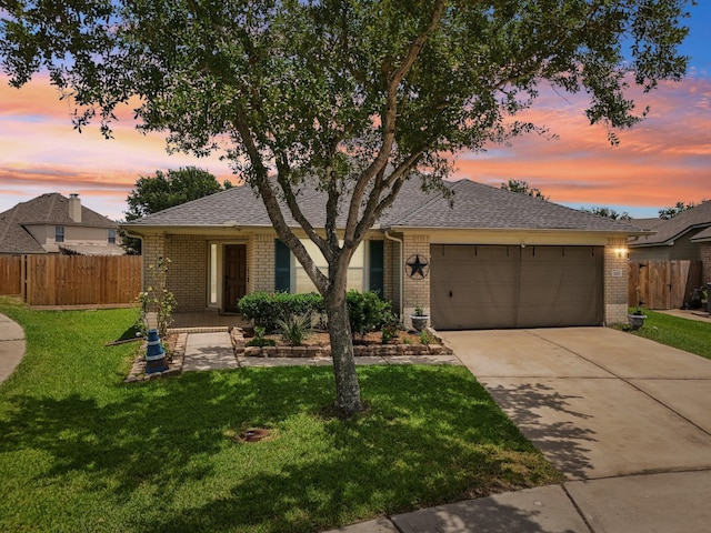 3211 Waterglen Ct, League City, TX 77573 - ranch-style home with brick siding, an attached garage, concrete driveway, and a shingled roof
