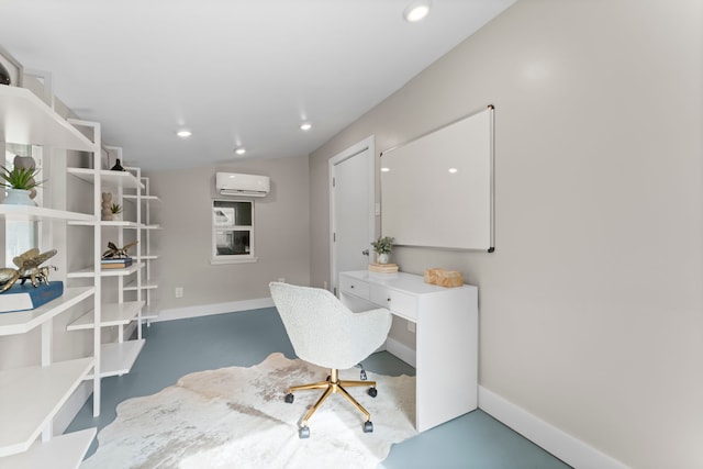 2119 Latexo Dr, Houston, TX 77018 - office featuring a wall mounted air conditioner, finished concrete floors, and recessed lighting