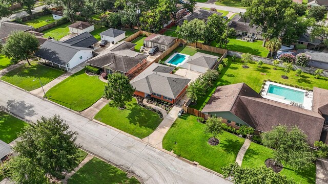 2119 Latexo Dr, Houston, TX 77018 - aerial perspective of suburban area with a pool area