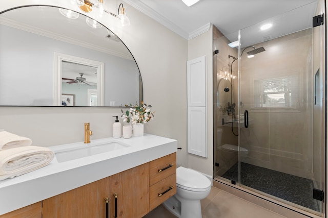 2119 Latexo Dr, Houston, TX 77018 - full bathroom with a stall shower, vanity, and crown molding
