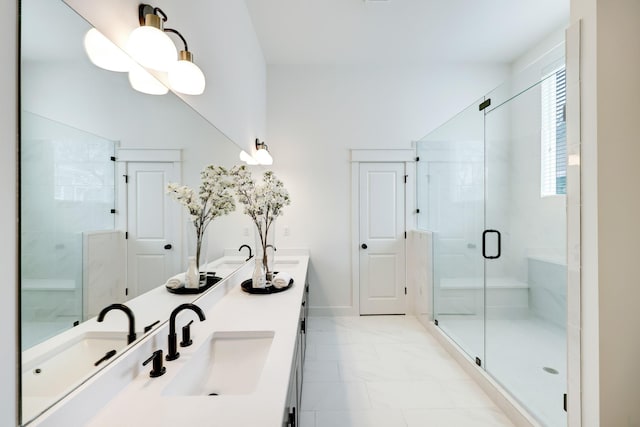 9311 Montridge Dr, Houston, TX 77080 - bathroom featuring double vanity and a stall shower