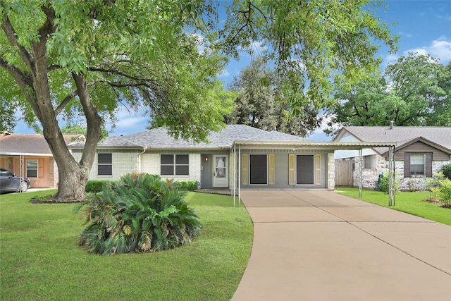 619 Rocky Mountain Dr, Houston, TX 77037 - single story home featuring driveway, a front yard, a shingled roof, and brick siding