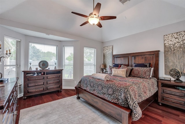 16407 Torry View Ter, Houston, TX 77095 - bedroom featuring wood finished floors, lofted ceiling, and a ceiling fan