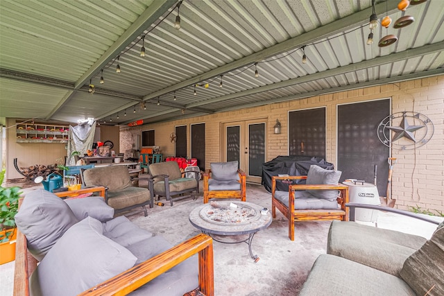16318 Spinnaker Dr, Crosby, TX 77532 - view of patio with an outdoor living space and french doors