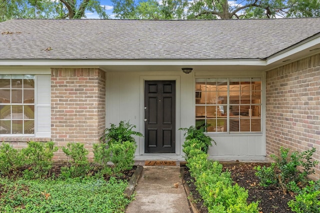 4519 Pineville Ln, Spring, TX 77388 - doorway to property with brick siding and a shingled roof