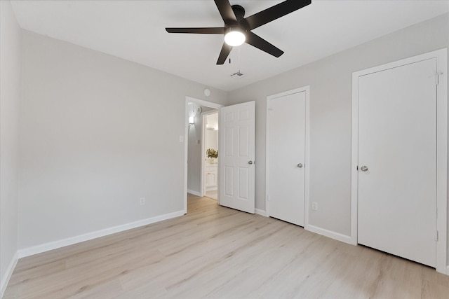 4519 Pineville Ln, Spring, TX 77388 - unfurnished bedroom featuring light wood-style flooring and ceiling fan