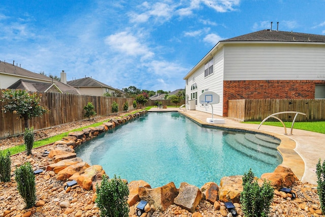 13710 Breezy Meadow Ct, Houston, TX 77044 - view of swimming pool with a fenced backyard and a patio area
