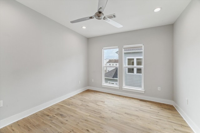 919 W 16th St Unit C, Houston, TX 77008 - spare room with ceiling fan, light wood-type flooring, and recessed lighting