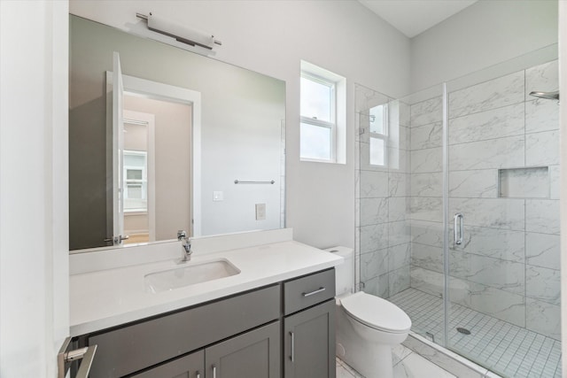 919 W 16th St Unit C, Houston, TX 77008 - bathroom with a stall shower, marble look tile flooring, and vanity