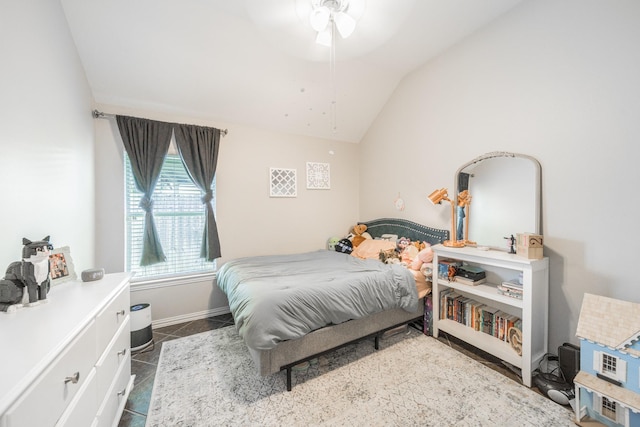 18403 Sierra Falls Ct, Tomball, TX 77377 - bedroom with lofted ceiling and a ceiling fan